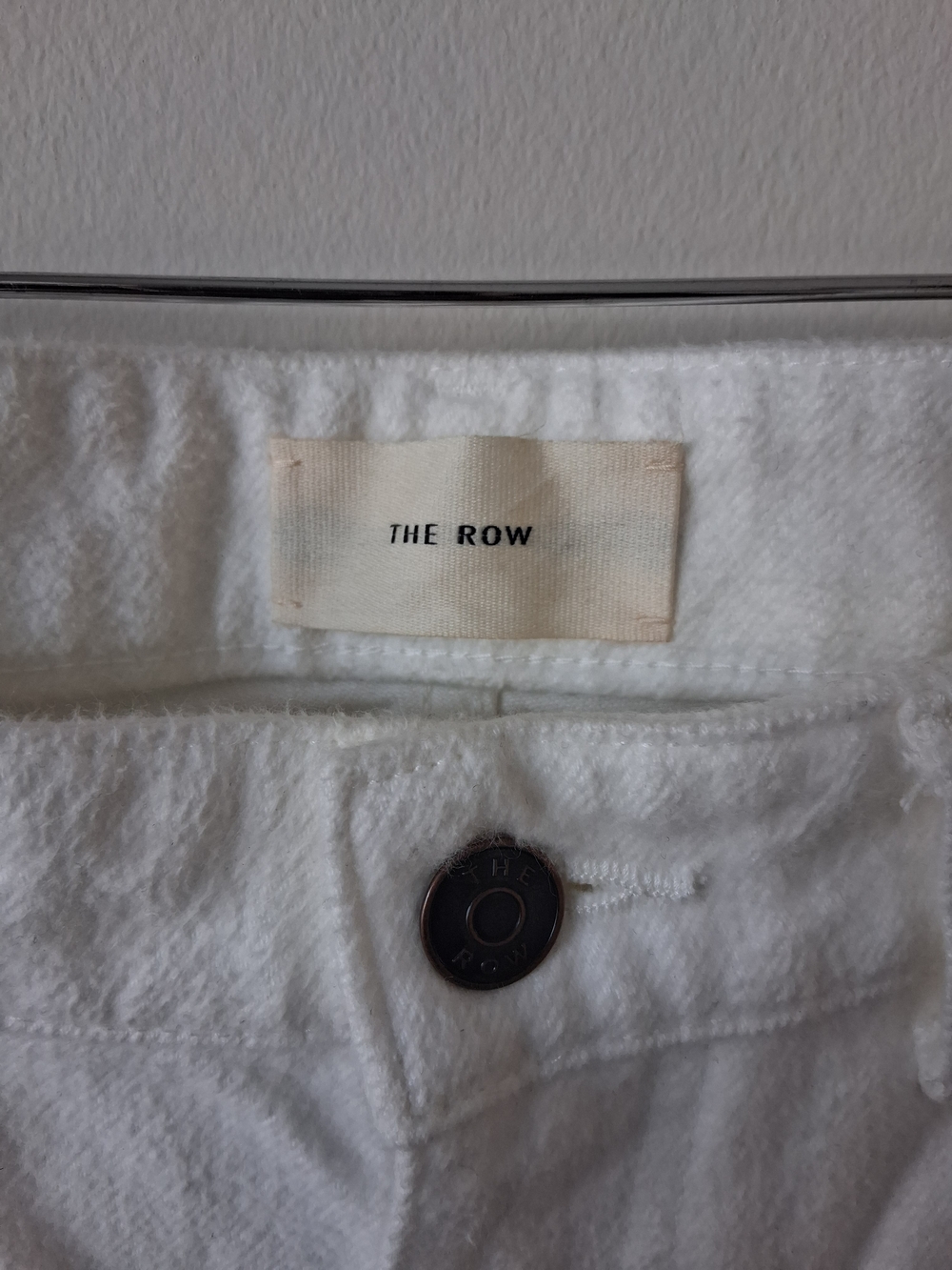The Row White Denim Trousers with Branded Button